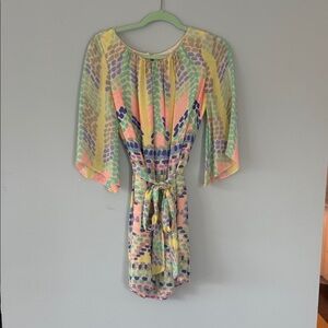 Shoshanna Pastel Multicolor Long Sleeve Dress